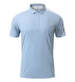 Premium light blue quick-dry sports Polo shirt featuring white contrast shoulder panels - S / Tops / Ice Blue