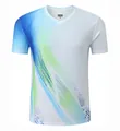 Atmungsaktives schnelltrocknendes Badminton-Sport-T-Shirt mit blau-grünem Muster - M / Oberteil Und Unterteil / Sauerstoffweiß
