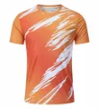 T-shirt de sport respirant à séchage rapide avec motif de coups de pinceau orange - M / Hauts / Rouge Orangé