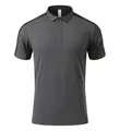 Dark grey outdoor quick-dry short-sleeved sports Polo shirt featuring lapel and buttons - S / Tops / Castle Gray