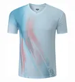 Atmungsaktives Badminton-T-Shirt aus Eisseide in Hellblau mit abstraktem Grafikprint - M / Oberteil Und Unterteil / Nebelmoosgrün (1606 Männlich)