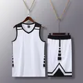 Conjunto de camiseta de baloncesto blanca con ribete negro para entrenamiento deportivo - 3XS (110-120CM) / Top Y Pantalón / Blanco