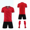 Vibrant red soccer jersey set for men and kids including shorts and socks - 4XS / Top And Bottom / Red