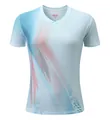 Hellblaues Badminton-T-Shirt aus Eisseide mit abstrakten rosa und blauen Grafiken - M / Oberteil Und Unterteil / Nebelmoosgrün