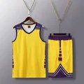Conjunto de camiseta de baloncesto amarilla y violeta con pantalones para entrenamiento - 3XS (110-120CM) / Top Y Pantalón / Amarillo