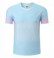Hellblaues Eisseide Sport-T-Shirt mit rosa Farbverlauf für Badminton, schnelltrocknend Stoff - M / Oberteil Und Unterteil / Herren-Himmelblau