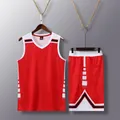 Conjunto de camiseta y pantalones cortos de baloncesto rojos con bordes blancos - 3XS (110-120CM) / Top Y Pantalón / Rojo