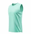 Light green quick-dry athletic tank top with split hem and perforated polyester fabric. - S / Tops / Light Green