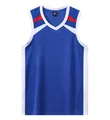 Quick-dry sleeveless blue basketball jersey featuring red and white splicing details - 3XS (110-120CM) / Top And Bottom / Royal Blue