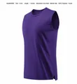 Purple quick-dry sleeveless training vest with side slits for basketball training - S / Tops / Purple