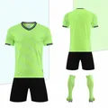 Neon green soccer jersey set with black shorts and matching socks for custom training. - 4XS / Top And Bottom / Fluorescent Green