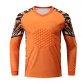 Orange long-sleeved goalkeeper jersey featuring honeycomb padding and tiger patterns - 20 / Tops / Orange