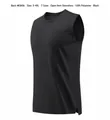 Black quick-dry athletic tank top with side split hem, S-4XL - Black