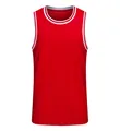 Rotes, schnell trocknendes Basketball-Trikot-Tanktop mit weißen Streifen an Hals und Armen - L (45-55kg) / Oberteile / Rot