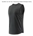 Quick-dry athletic tank top in dark grey with split hem, breathable 100% polyester - Dark Gray
