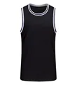 Schwarzes schnelltrocknendes Basketball-Trikot für Erwachsene, atmungsaktiv mit weißem Rand - L (45-55kg) / Oberteile / Schwarz