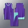 Professional purple and cyan American style basketball jersey and shorts set model 612# - 3XS (110-120CM) / Top And Bottom / Purple