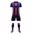 Professional navy blue and pink soccer uniform set with jersey and shorts - 20 / Top And Bottom / Navy Blue