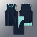 American style narrow shoulder basketball jersey set for adults and kids in royal blue - 3XS (110-120CM) / Top And Bottom / Sapphire Blue