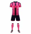 Completo da calcio rosa e blu scuro con maglia e pantaloncini per l'allenamento sportivo - Rosso rosa