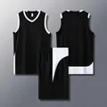 Completo da basket stile americano a spalla stretta con blocchi di colore nero e bianco - Nero