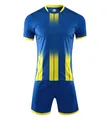 Ensemble de football séchage rapide bleu et jaune avec rayures dégradées professionnelles - 3XS / Haut Et Bas / Bleu Royal