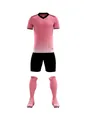 Professional pink soccer uniform set including jersey shorts and matching socks. - 4XS / Top And Bottom / Pink