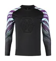 Close-up of black goalkeeper jersey with purple patterned sleeves and embossed chest logo - XXS / Top And Bottom / Black
