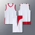 Completo da basket bianco e rosso stile americano con spalle strette per sport - Bianco Rosso