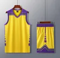 Conjunto de uniforme de baloncesto amarillo y morado con camiseta y pantalones cortos - 3XS / Top Y Pantalón / Amarillo
