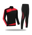 Detailansicht des schwarz-roten langärmligen Fußball-Trainingsanzugs für Herren - 3XS / Oberteil Und Unterteil / Rot