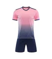 Detailed view of pink and navy gradient soccer jersey set for men and boys training - 3XS / Top And Bottom / Pink