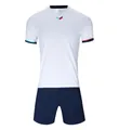 Professional white and navy blue quick-dry soccer jersey set for sports training and match - Child 3XS (Recommended Height 120-130CM) / Top And Bottom / White