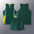Professional dark green basketball jersey set including sleeveless tank top and shorts - Dark Green