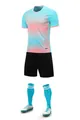 Full view of blue and pink gradient sports training uniform set with soccer shoes. - 4XS / Top And Bottom / Light Lake Blue