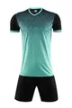 Professioneel detailoverzicht van het blauwgroene kleurverloop voetbalshirt en de zwarte short - 3XS / Boven- En Onderstuk / Zwart