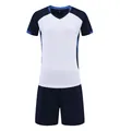 Short-sleeved navy blue and white quick-dry volleyball suit set for summer sports - M / Top And Bottom / White