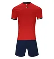 Red and navy blue quick-dry soccer uniform training set for sports and team matches - Child 3XS (Recommended Height 120-130CM) / Top And Bottom / Red