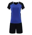 Blue and black quick-dry breathable sports uniform set for volleyball and badminton - M / Top And Bottom / Royal Blue