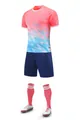 Professional soccer uniform set with pink gradient jersey and dark blue shorts - 4XS / Top And Bottom / Light Pink
