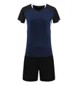 Professional quick-dry navy blue and black volleyball sportswear set for team training - Navy Blue
