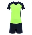 Quick-drying neon green and navy blue sports uniform set with V-neck jersey and shorts - Fluorescent Green