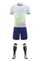 Adult soccer jersey set with gradient zigzag pattern jersey and dark blue shorts - 4XS / Top And Bottom / White