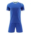 Professional blue short-sleeved soccer jersey set with matching shorts for team training - Royal Blue
