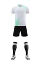 Full soccer kit including white jersey with teal stripes, black shorts, and socks - 3XS / Top And Bottom / White