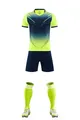 Front view of full soccer uniform set featuring vibrant gradient jersey and matching gear. - 3XS / Top And Bottom / 3 Pieces/Pack (Includes Jersey, Shorts, Socks) / Fluorescent Green