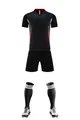 Complete black soccer kit with breathable jersey, shorts, striped socks and cleats. - 3XS / Top And Bottom / Black