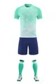 Professional mint green soccer uniform set with zigzag jersey and navy blue shorts - 4XS / Top And Bottom / Aqua Green