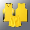 Sleeveless yellow men's basketball jersey set with shorts and black side gradient details - XXS / Top And Bottom / Yellow