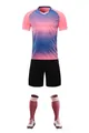Men's and children's soccer training suit with pink-blue gradient jersey and black shorts - 4XS / Top And Bottom / Light Pink